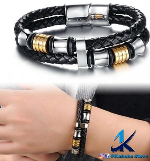 pulsera doble plata dorado