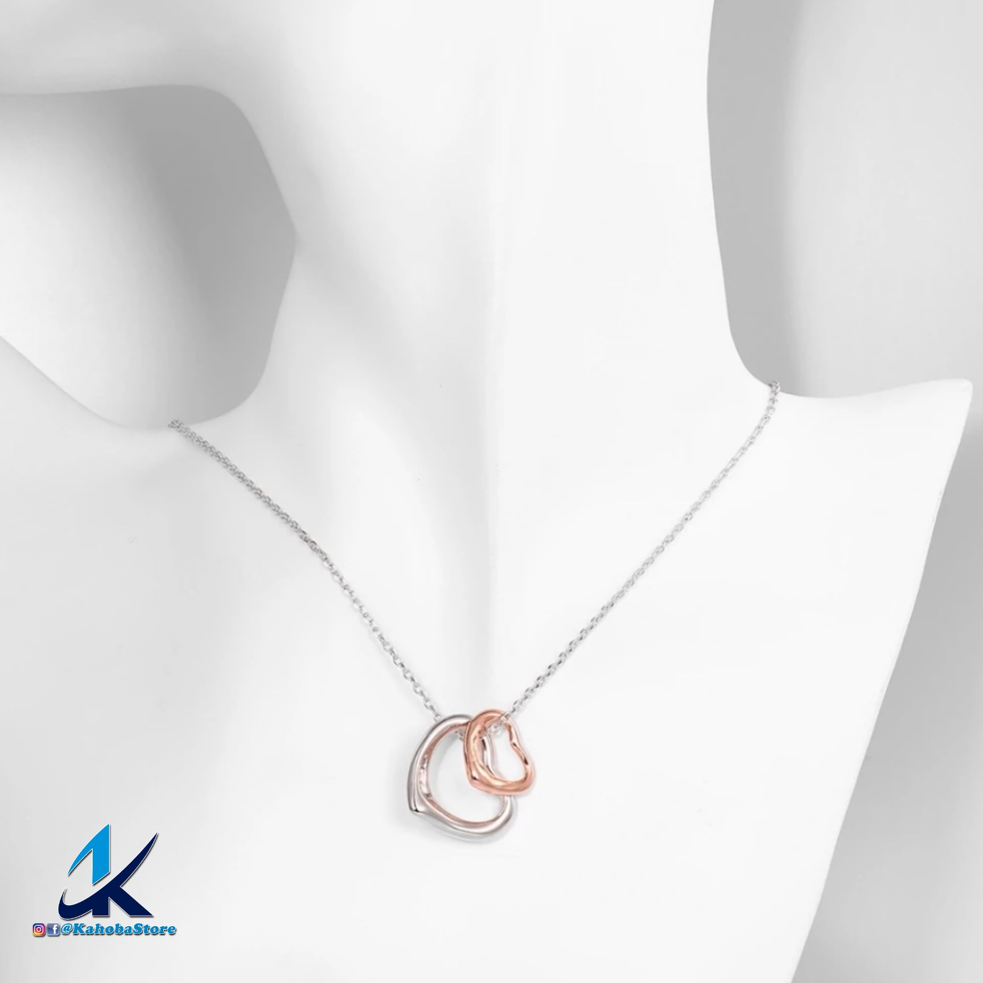 Collar inox doble corazón plata