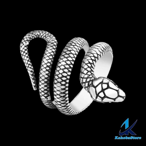 anillo inox serpiente plata