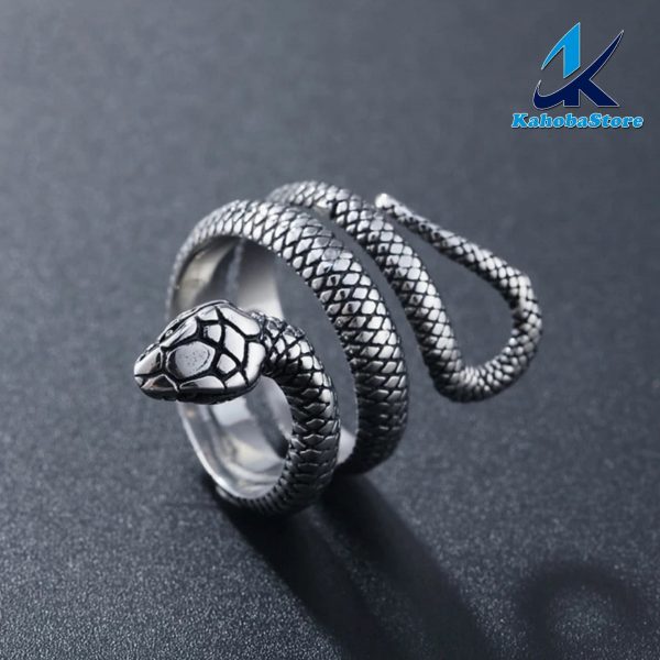 anillo inox serpiente plata