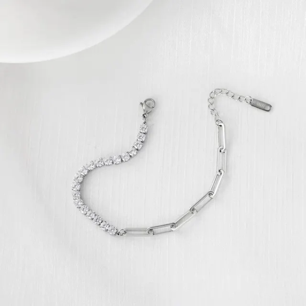 Pulsera Inox zircón + eslabón 