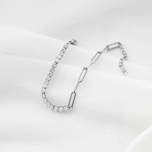 Pulsera Inox zircón + eslabón 