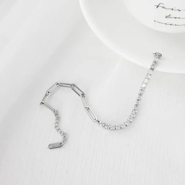 Pulsera Inox zircón + eslabón 