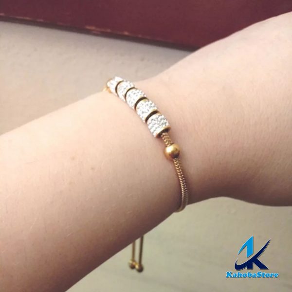 pulsera inox dorado con cristales