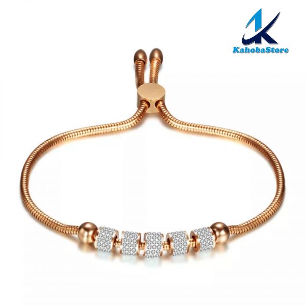 pulsera inox dorado con cristales