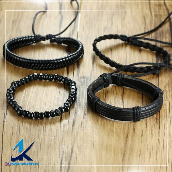 set de 4 pulseras de cuero