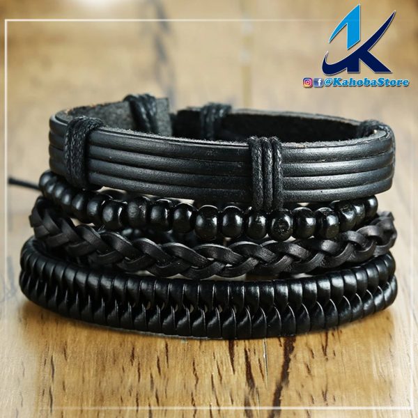 set de 4 pulseras de cuero