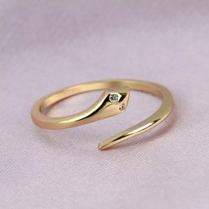 Anillo Inox forma serpiente simple dorado (T=ajustable)