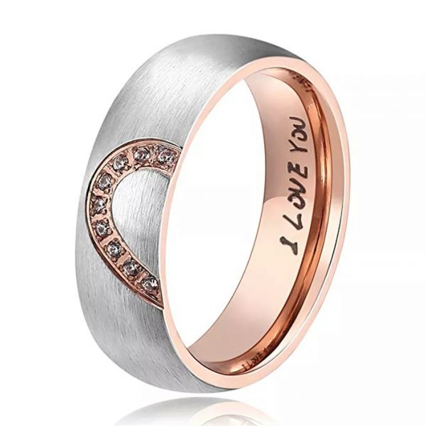 Anillo Inox parejas unión de corazón