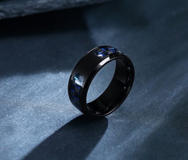 Anillo Inox Negro árbol de vida central