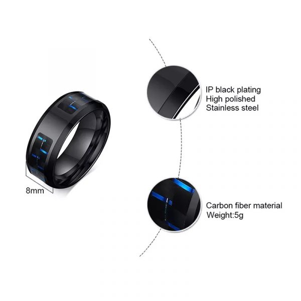 Anillo Inox Negro árbol de vida central