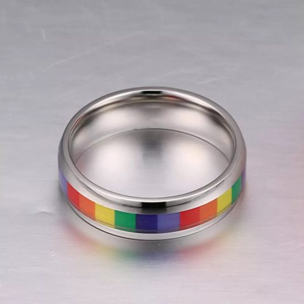 Anillo Inox plata centro de colores