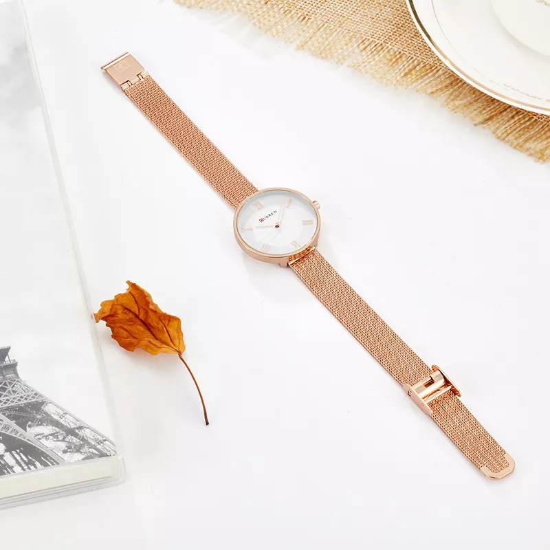 Reloj CURREN acero inox dorado con blanco