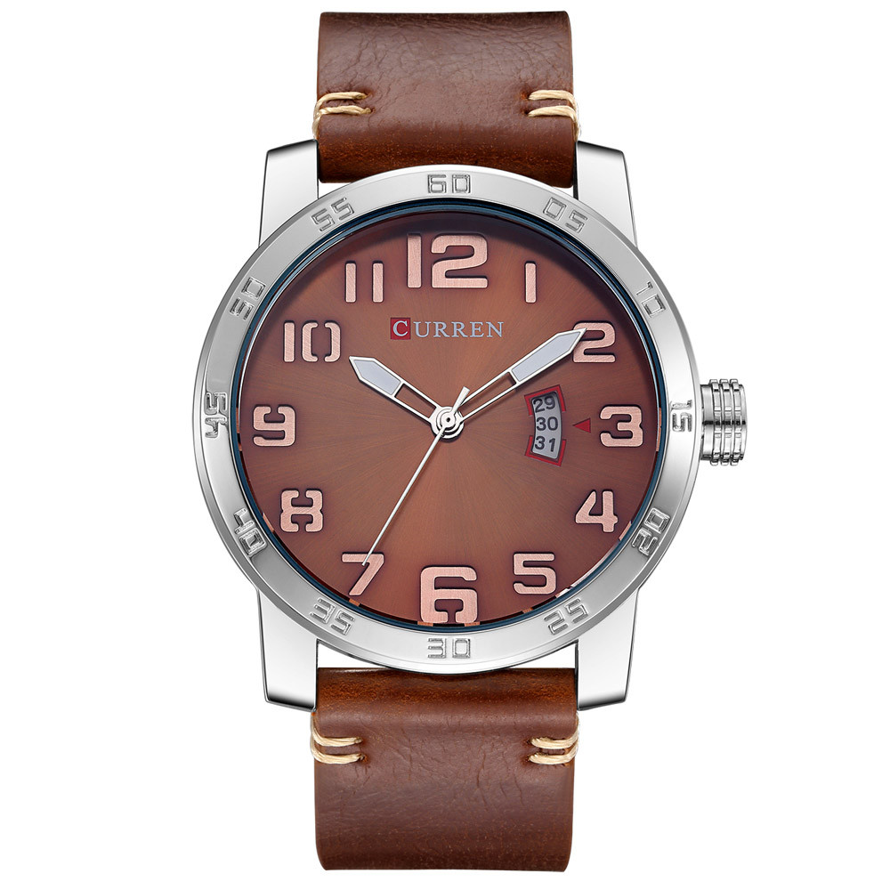 Reloj CURREN color café con detalles plateado