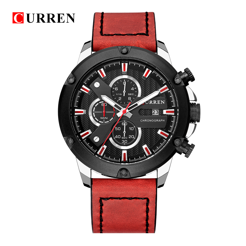 Reloj CURREN negro con detalles rojos