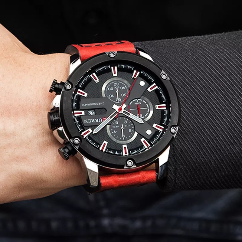 Reloj CURREN negro con detalles rojos