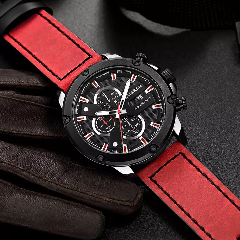 Reloj CURREN negro con detalles rojos