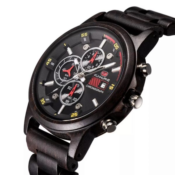 Reloj de madera de bambú negro