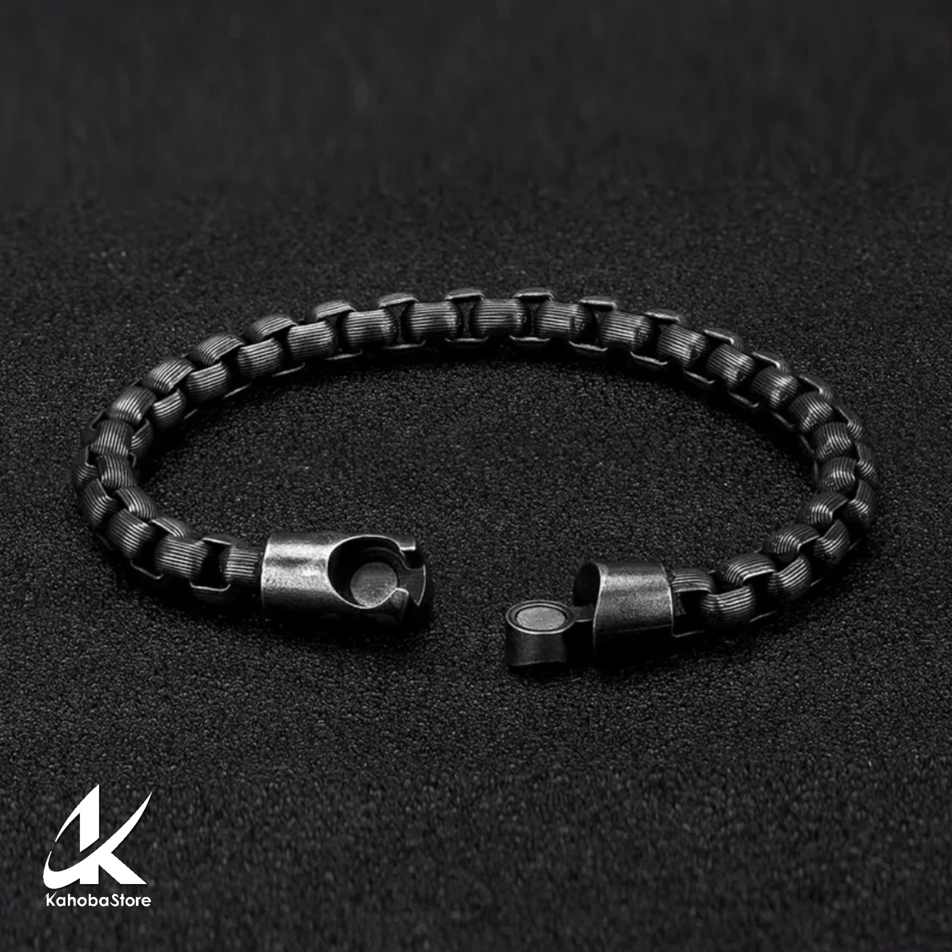 Pulsera Inox plata oscura eslabón