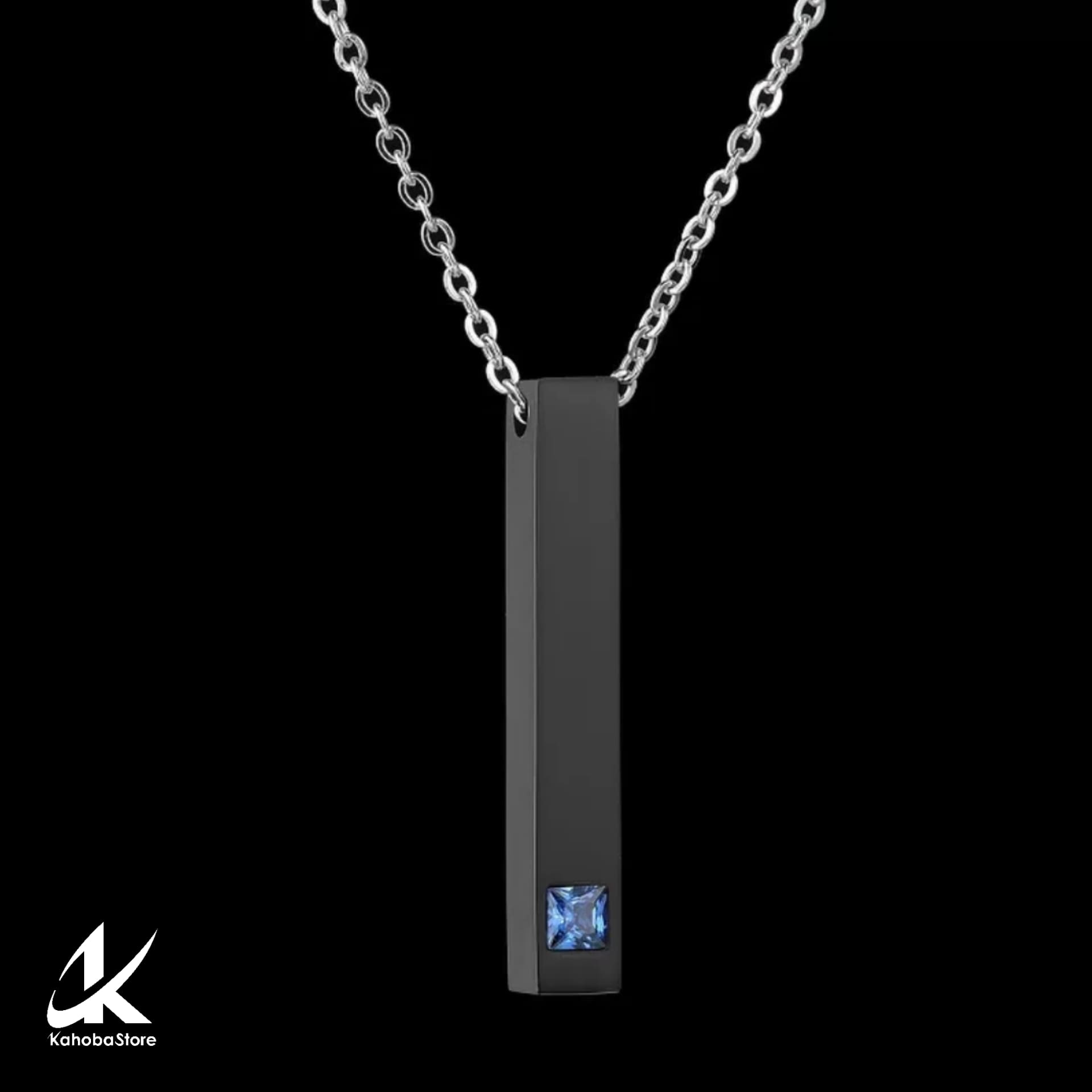 Collar Barra color negro cristal azul