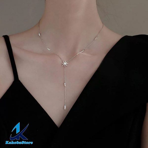 Collar inox con detalles delicado plateado